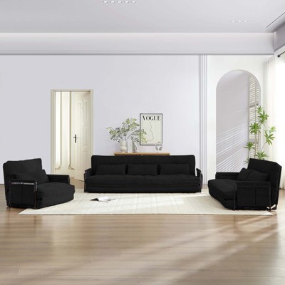 Mjkone Muti-Functional Folding Sofa Bed,Floor Sofa Bed Set,Lazy Sofa with Pillows,6 Position Adjustable Backrest