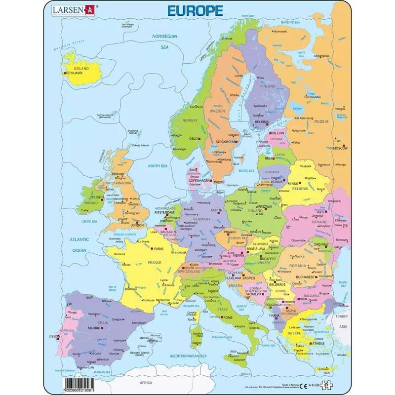 Larsen Puzzles Europe Map Kids Jigsaw Puzzle - 37pc, 1 of 6