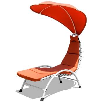 Tangkula Patio Chaise Chaise Lounge Chair with Canopy Cushioned Canopy Lounger