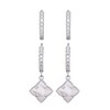 Adornia Silver Plated Halo White Mother of Pearl Clover CZ Huggie Set - 4 of 4