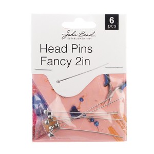 John Bead Must Have Findings Metal Antique Silver 2" Fancy Head Pins for Jewelry Making Findings, 6 Pieces - 1 of 4