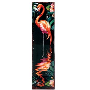 HomeRoots 36" Black And Coral Solid Wood Flamingo Porch Sign - 1 of 4