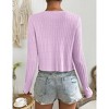 BLUEMING Summer Cardigan Sweaters for Women Cropped Lightweight Front Tie Cardigan with Eyelet Knit Rib Texture Caridigan - 2 of 4