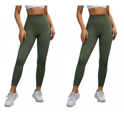2 Pcs Women's High-Waisted Tummy Slimming Cycling Running Workout Legging Pants - INSPIRE CHIC