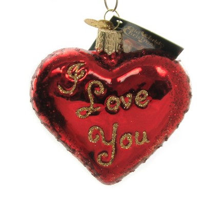 Old World Christmas 2.75" I Love You Heart Ornament Valentines Red  -  Tree Ornaments