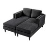 Modern Chaise Lounge Sofa Bed, Chenille Upholstered Sofa Couch Sofa Chaise with Dual-Layer Armrests - ModernLuxe - 4 of 4