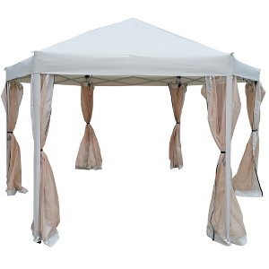 13ft x 13ft Patio Hexagonal Gazebo With Storage Bag, Outdoor Waterproof Pop Up Gazebo With Strong Steel Frame, Soft Top Event Tent - 1 of 4