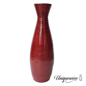 Uniquewise 24" Tapered Cylindrical Tall Bamboo Floor Vase with Flared Trumpet Top Decorative Accent for Dried Flowers Pampas Grass and Branches - 1 of 4