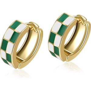 Small Hoop Cartilage Earrings Teacher Earrings for Women；White Black Enamel Hypoallergenic Hooped Gifts Gold and - 1 of 4