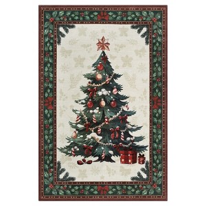 Christmas Tree Washable Area Rugs for Bedroom,Dining Room Living Room Large Area Rug Non-Slip Non Skid Xmas Low Pile Carpet Mat Indoor Office - 1 of 4