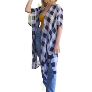 Women's Lightweight Buffalo Check Duster - LETO - 1 of 3