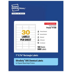 Avery UltraDuty GHS Labels, Waterproof, 1 x 2-5/8 Inch Rectangle Labels, for Use with Pigment Inkjet Printers - 1 of 4