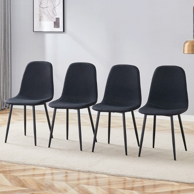 Modern Linen Fabric Upholstered Accent Chairs Set Of 4,Dining Chair with Metal Legs,Armless Dining Chair for Small Space Kitchen-Coolbibila