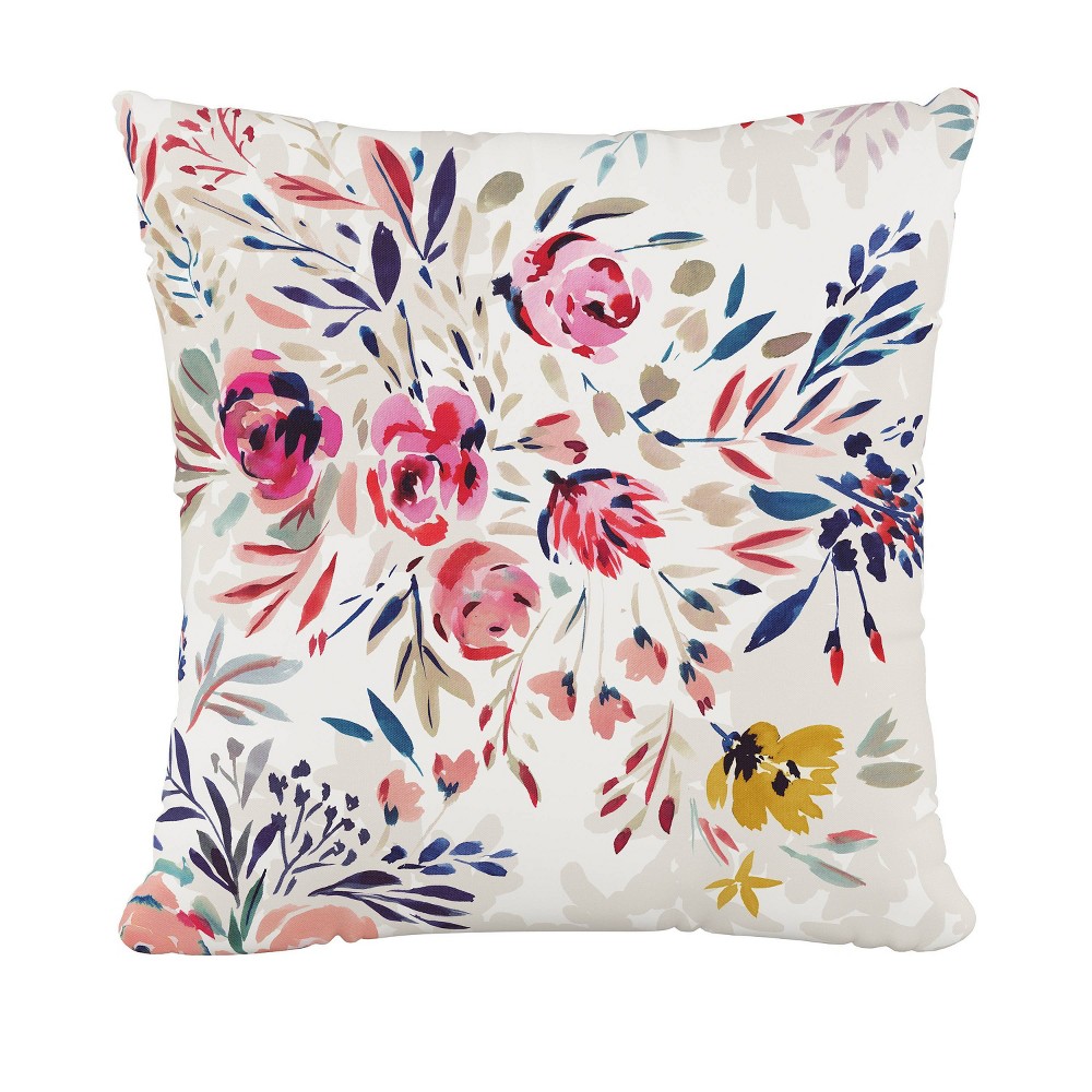 Photos - Pillow 20"x20" Oversize Bianca Floral Square Throw  - Skyline Furniture: Cotton Woven, Indoor Decorative  with Zipper C