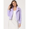 INSPIRE CHIC Women's Autumn Winter Cropped Notch Lapel Faux Fur Fluffy Jacket - 3 of 4