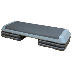 BestParts 3-Height Aerobic Step w/4 Risers - 330lbs Capacity, Non-Slip HDPE Platform, Gray - 1 of 4