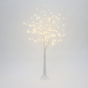 LuxenHome Lighted LED 3.9Ft White Birch Twig Tree Decoration, Artificial Birch Tree with Metal Base - 1 of 4