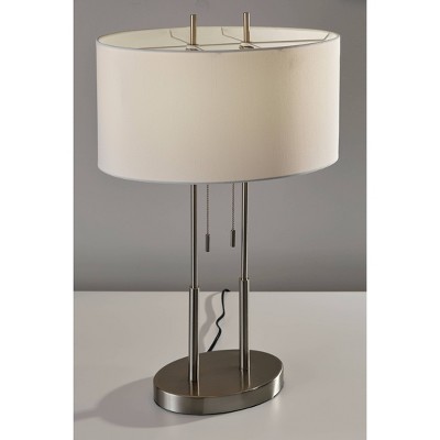Adjustable Brushed Steel Table Lamp with White Shade