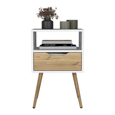 NicBex 15.8 inch Wide Nightstand with 1 Drawer,Modern Side Table with Four Legs and One Open Shelf,Bedside Table for Bedroom,Living Room