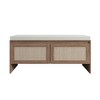 Gulches Mid-Century Modern PP Rattan Storage Bench with Cushion, 2-Door Faux Rattan Shoe Cabinet, Wooden Entryway - 4 of 4
