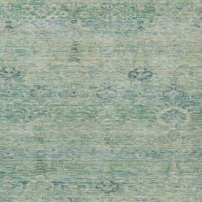 HomeRoots 9' X 12' Teal Blue And Linen Oriental Washable Indoor Outdoor Area Rug
