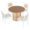 5-Piece Rattan Round Dining Set: Hexagonal Wood Table, Upholstered Chairs - Ideal for Dining Room & Kitchen Indoor Use - 3 of 4