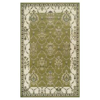 Elegant and Timeless Damask Traditional Formal Classic Floral and Vines with Border Indoor Old-World Unique Area or Runner Rug by Blue Nile Mills