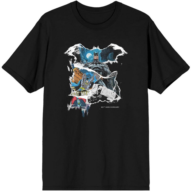 Men's Batman DC Comic Book Superhero Black Graphic Tee Shirt, 1 of 2