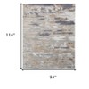 HomeRoots 8' X 10' Tan Ivory And Blue Abstract Distressed Area Rug - 3 of 3