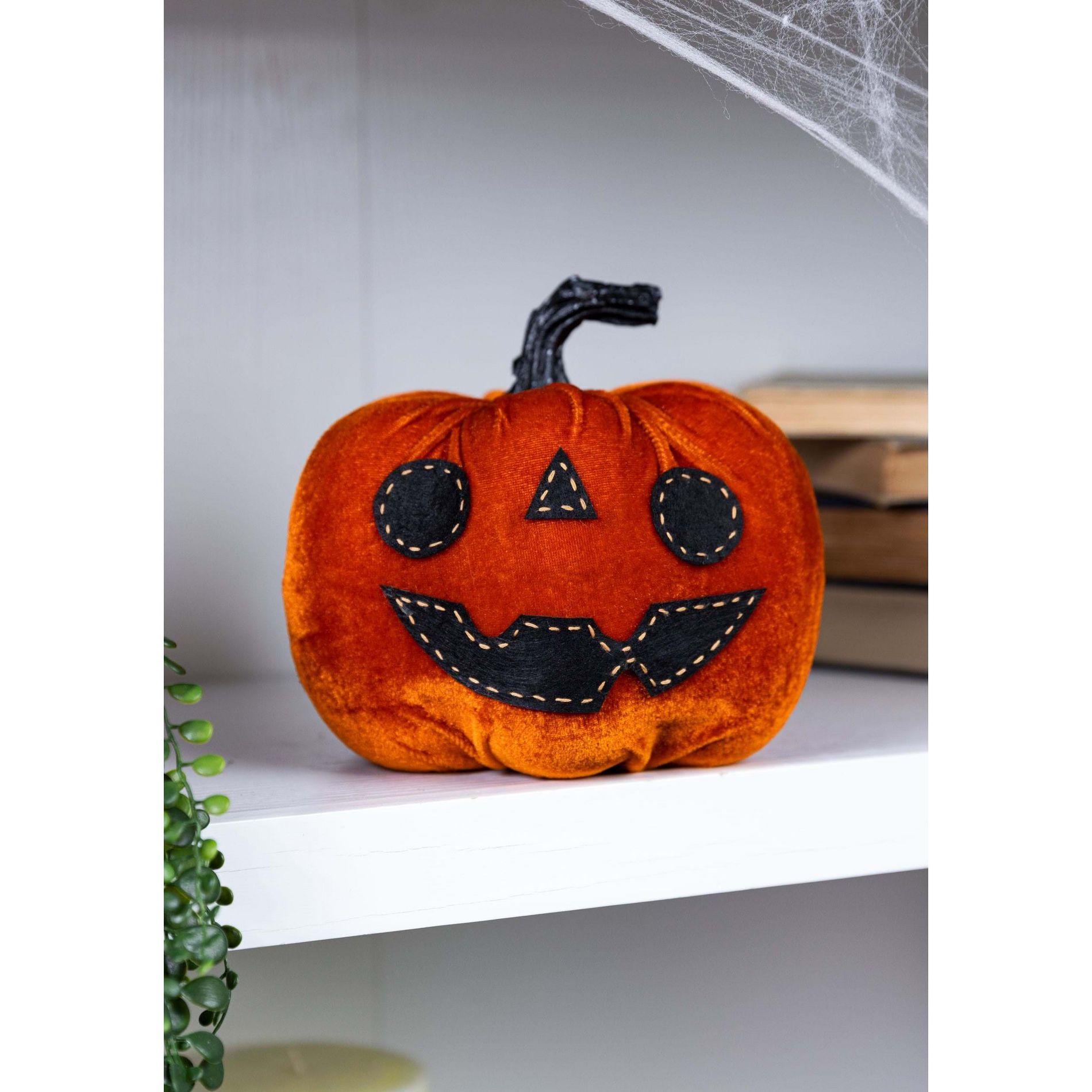 HalloweenCostumes.com One Size Fits Most Pumpkin Jack-O-Lantern Stuffed Toy Indoor Decoration | Fall Halloween Decor,  Black/Orange