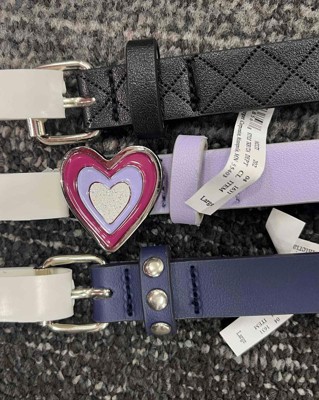 Kids' 3pk Heart Buckle Studded Embossed Belt Set - Cat & Jack