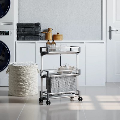 VidaXL Storage Trolley 23.2"x7.9"x29.5" Aluminum