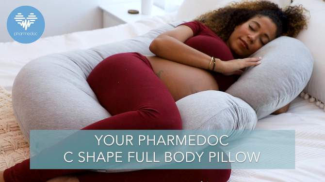 PharMeDoc Pregnancy Pillows C-Shape Full Body Maternity Pillow, Jersey Cover, 2 of 10, play video