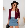 Clearlove Women's 3/4 Sleeve Open Front Cropped Cardigan Sweater Lightweight Knit Short Shrugs - 2 of 4