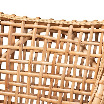 Handcrafted Indonesian Rattan and Wood Armchair with Plush Cushion