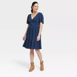 Women's Short Sleeve A-Line Dress - Knox Rose™ Navy Blue XL