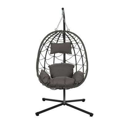 Maggift Patio Seating Sets Steel，Garden，Balcony and Outdoor Hanging Egg Chair With Iron Frame, Gray, 39.3"*37"*74.8"
