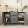 Lirago Gray Sideboard Buffet Cabinet Storage Cabinet with 3 Drawers and 2 Doors apply to Kitchen or Living Room or Dining Room 47.2"Dx13.78"Wx29.1"H - 3 of 4