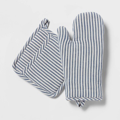2pc Cotton Striped Oven Mitt and Pot Holder Set - Threshold™