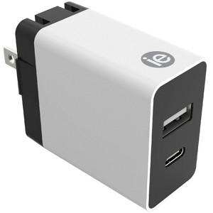 iEssentials® 3.4-Amp Dual Port Wall Charger with USB and USB-C® in White - 1 of 3