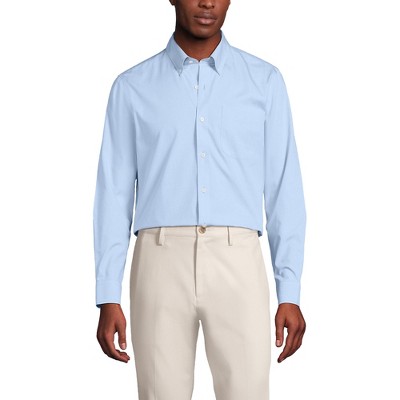 Lands' End Men's Traditional Fit Solid No Iron Supima Pinpoint Buttondown Collar Dress Shirt