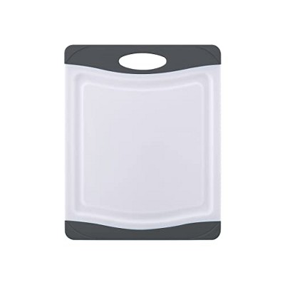 Farberware Nonslip Poly Cutting Board, 8x10-Inch, Gray and White