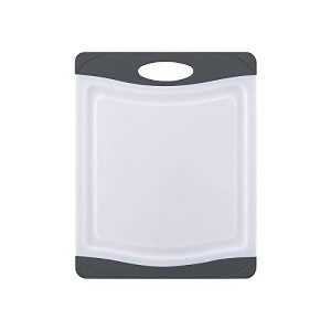 Farberware Nonslip Poly Cutting Board, 8x10-Inch, Gray and White - 1 of 4