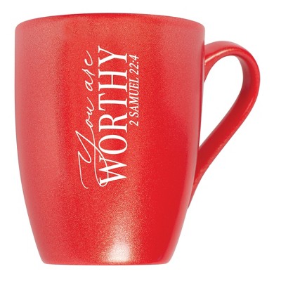 Elanze Designs You Are Worthy 2 Samuel 22:4 Crimson Red 10 ounce New Bone China Coffee Cup Mug