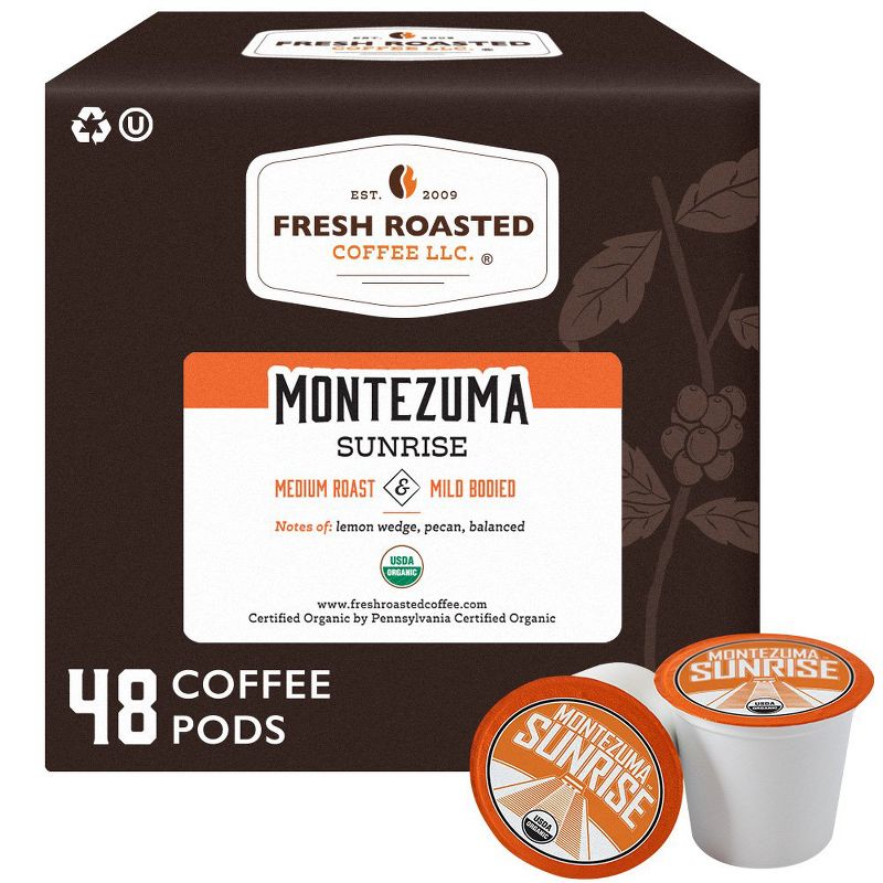 Fresh Roasted Coffee - Organic Montezuma Sunrise Medium Roast Single Serve Pods - 48CT, 1 of 5