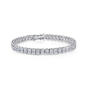Guili Sterling Silver Tennis Bracelet with Square CZ in White, Blue, or Gold, Available in Sizes 2.5, 3, and 4—Classic, Luxurious, and Timeless. - 1 of 3