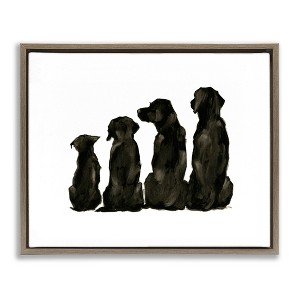 Stupell Industries Family Pet Silhouette Design Floating Frame Canvas Art, Brown, 31" x 25" - 1 of 4