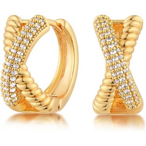 Dremmy Studios CZ Huggie Hoop Earrings | 14K Gold Plated, Chunky & Minimalist Gift - 1 of 4