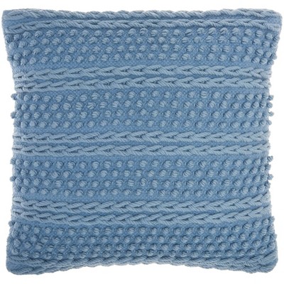 18"x18" Life Styles Woven Striped Square Throw Pillow Ocean Blue - Mina Victory: Cotton Blend, Indoor Decorative Cushion with Zipper