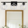 DORESshop Elegant 25 in. 3-Light Matte Black Bathroom Vanity Light, Modern Farmhouse Wall Sconce with Open Globe Glass Shades - 2 of 4